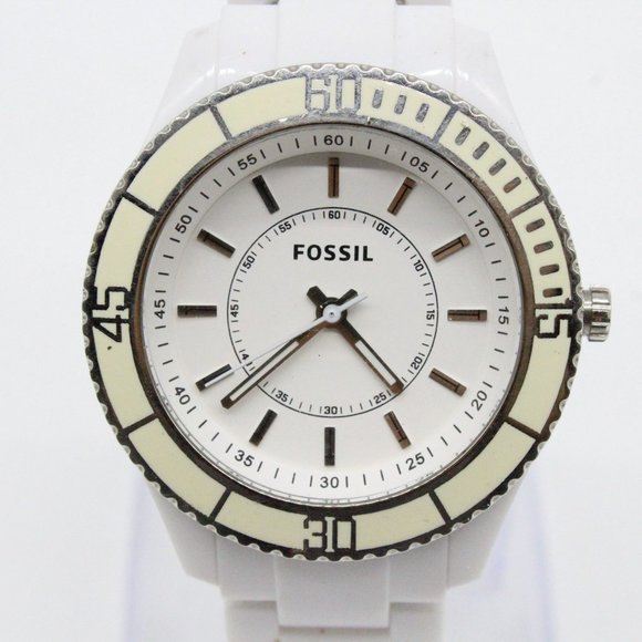 Fossil Watch Unisex Lightweight "Stella" ES-2442 White Resin Analog Quartz - Picture 3 of 8